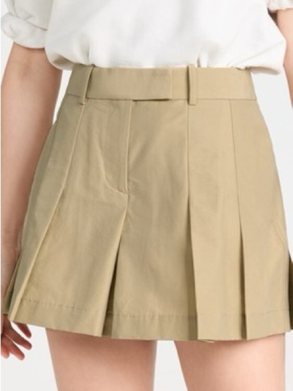 Helmut Lang Khaki High-Waist Pleated Shorts